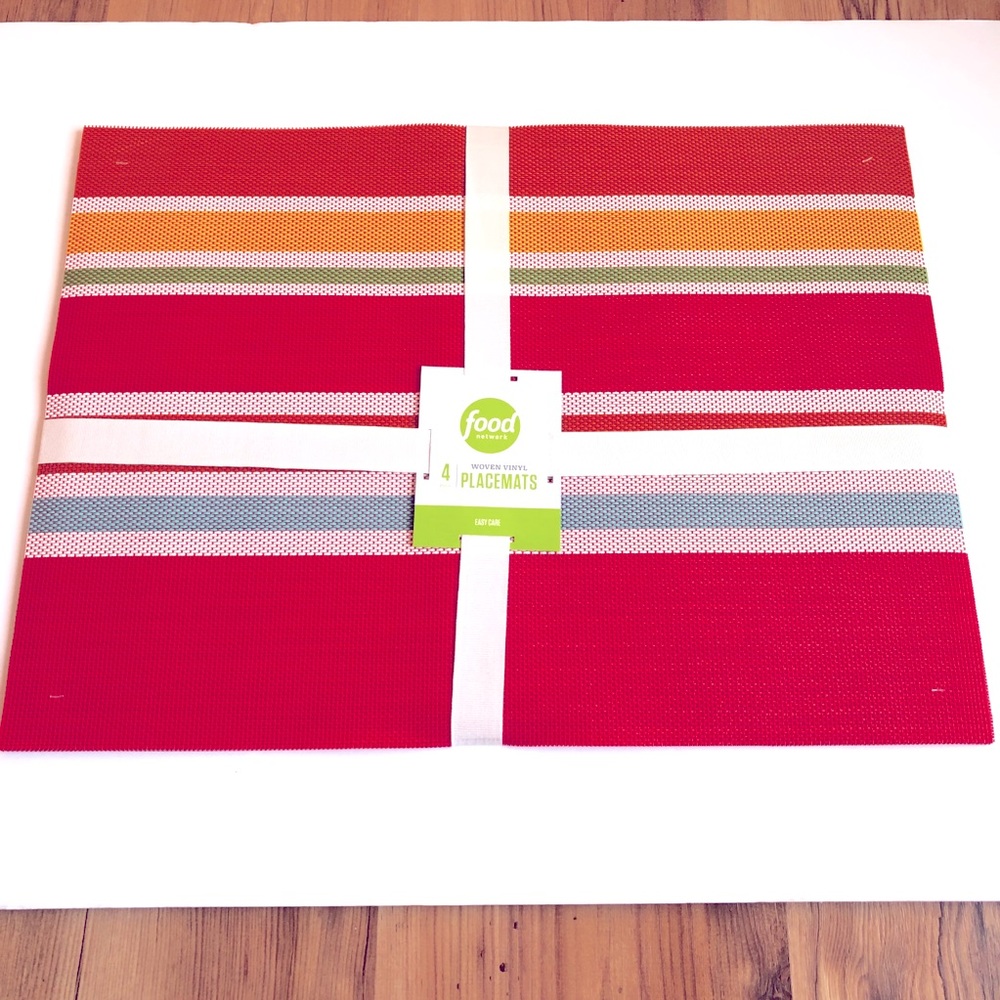 NEW Food Network Placemats Summer Stripe 4 mats
